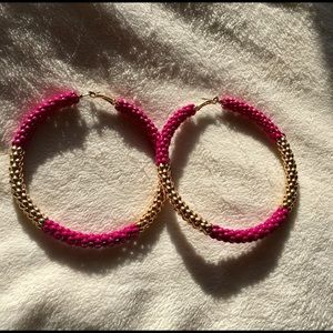Pink + Gold Hoop Earrings‼️